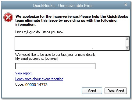 QuickBooks Unrecoverable Error 00000 14775